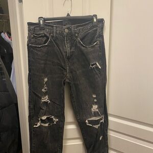 Distressed Black Denim Jeans